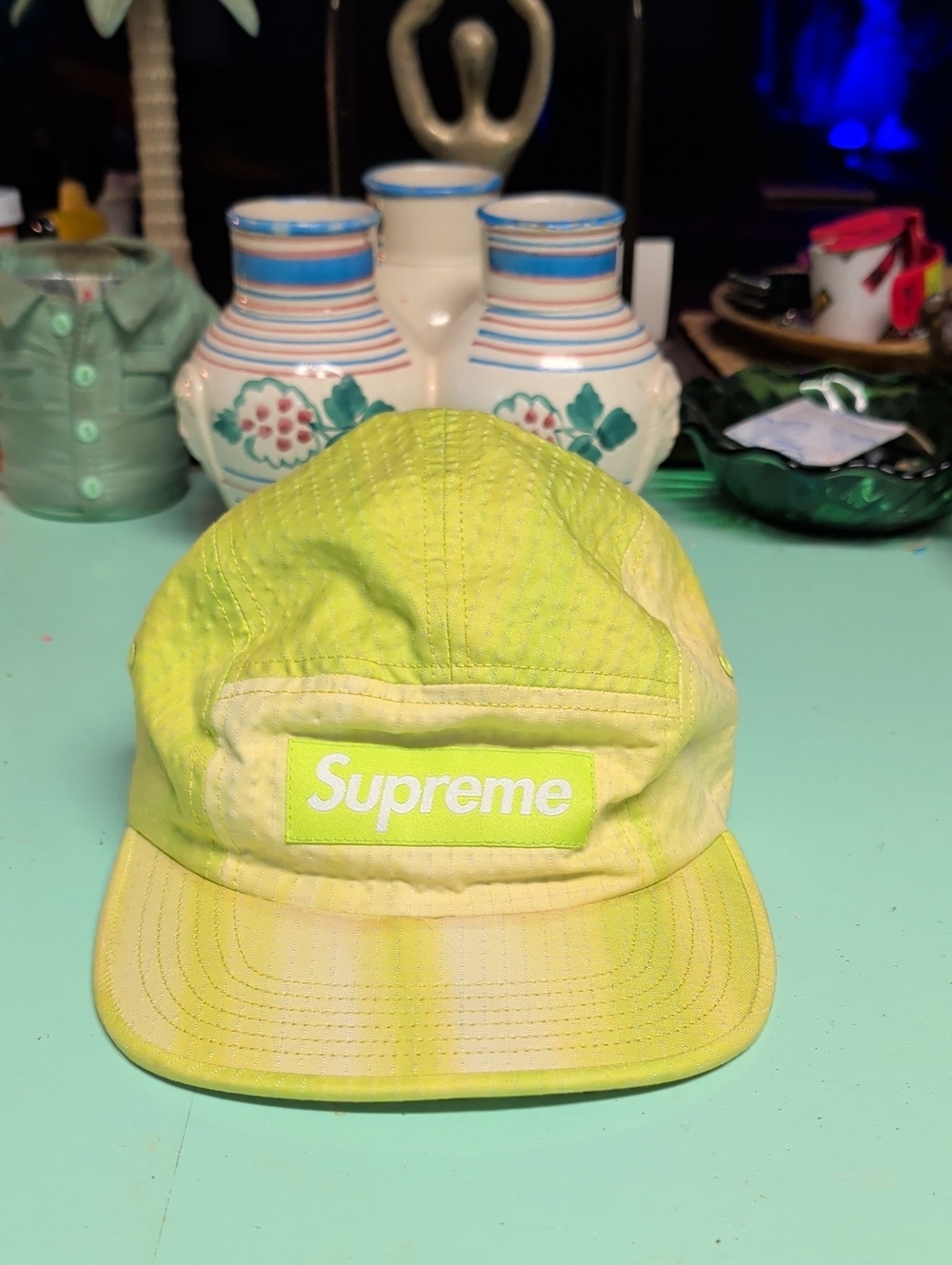 Supreme Yellow Tie-Dye Box Logo Camp Cap